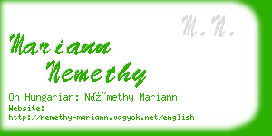 mariann nemethy business card